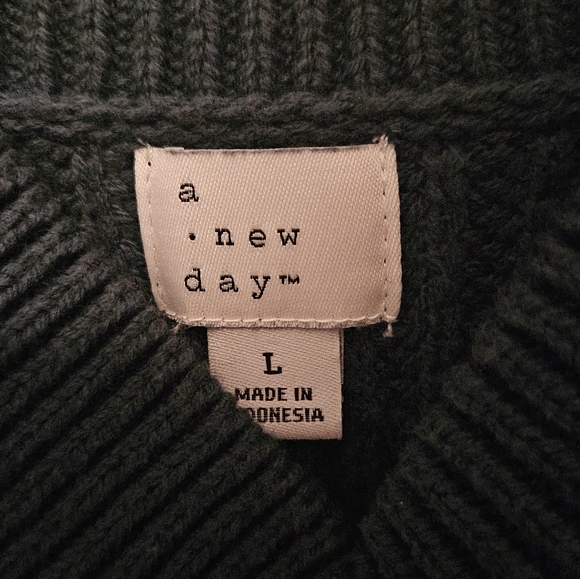 A New Day Oversized Sweater, Off the Shoulder, Teal, Size Large. - Picture 3 of 3